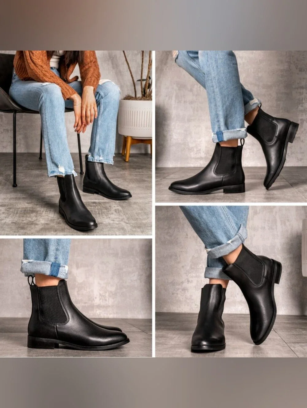 $160 Thursday Boot Company Duchess Chelsea Boots Black Full Grain Leather